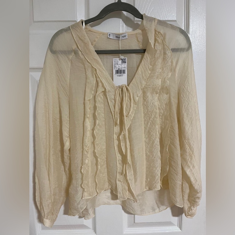 Mango Cream Ruffled Blouse